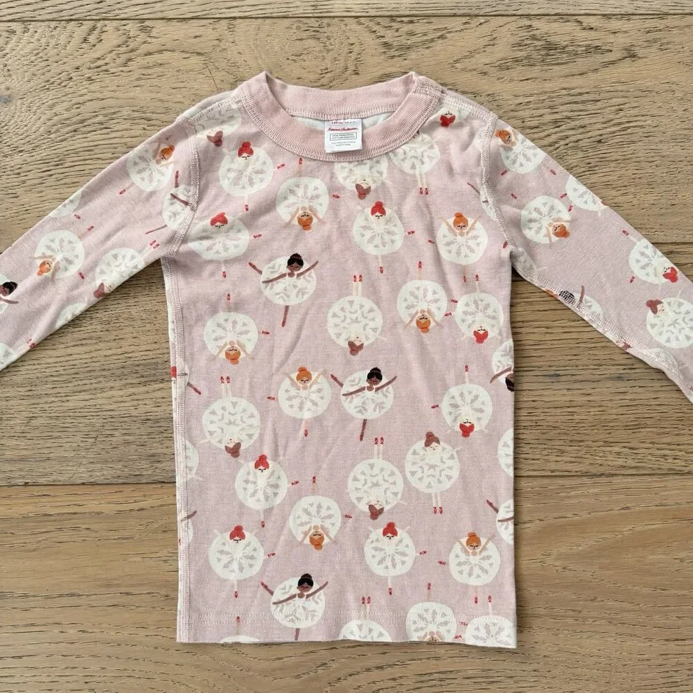 Hanna Andersson Girls 120 6-7 Pajamas Pink Ballerina Ballet Organic Cotton